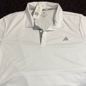 Adidas Men's White and Gray Polo Shirt